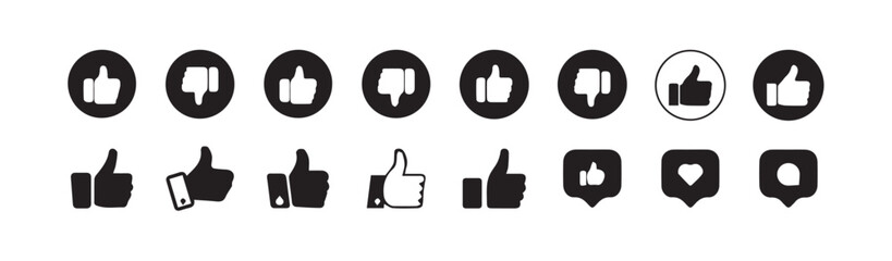 Love, like, and dislike icon. Heart, hand thumb up and down concept. Social media elements. vector illustration eps 10.