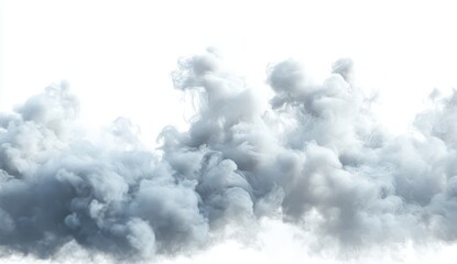 Gray smoke clouds against white background
