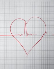 Heart rate monitor line forming a heart