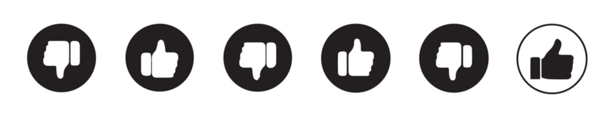 Thumb up & thumb down icon. like symbol.Like and dislike vector collection on transparent background.Thumbs up thumbs down black isolated social media signs.vector illustration eps 10.