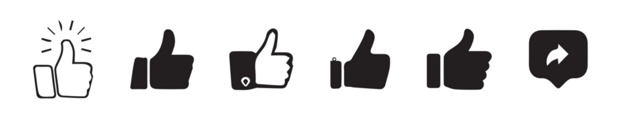 Thumb up icon set, like sign, like symbol, line icon.Finger up symbol. I like sign isolated on white background.  vector illustration eps 10.