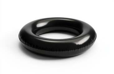 A sleek, black inflatable ring, perfect for pool or ocean fun