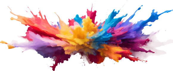 Horizontal Color Splash Explosion, Abstract Vibrant Paint Burst Background