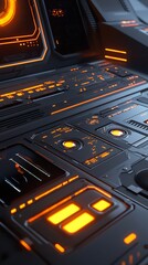 Intricate Futuristic Console Interior: A Glimpse into a Technological Command Center