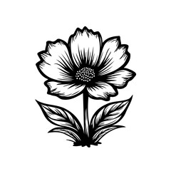 Elegant monochrome botanical illustration showcasing a stylized floral design