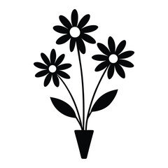 Minimalist Daisy Bouquet Vector Silhouette