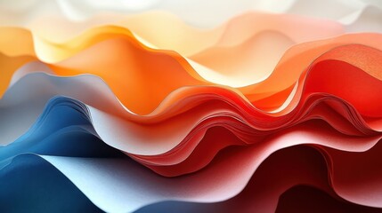 Abstract Wavy Background with Fluid Orange Red and Blue Gradient