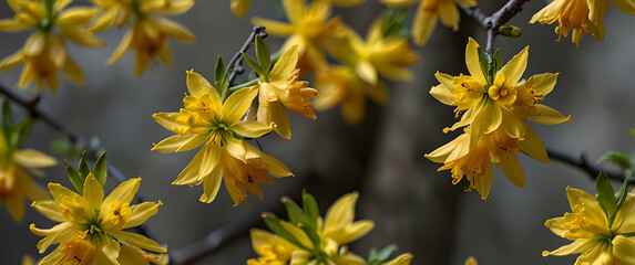 Forsythia Blooms Detail