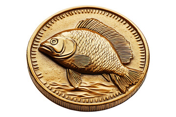 Fishing coin, profit money isolated on transparent background
