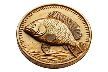 Fishing coin, profit money isolated on transparent background
