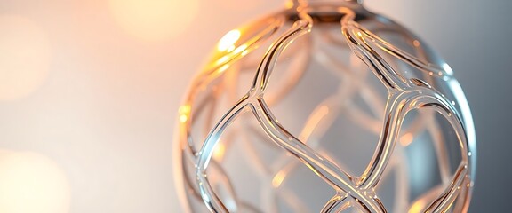 close up of a glass ornament with lights in the background