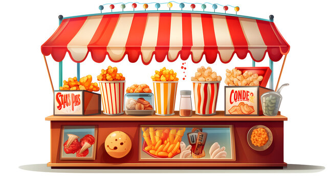 Colorful Concession Stand Menu Cartoon Illustration for Marketing Materials