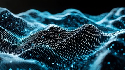 Abstract Digital Wave Formation Rendered with Blue Glowing Data Points