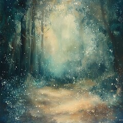 Enchanting winter forest path