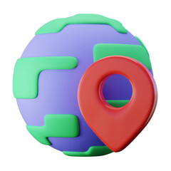 3D Globe with Pin Illustration