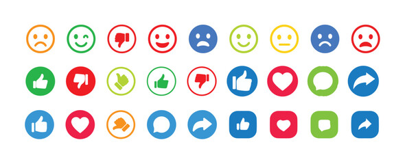 Like, Share, comment and love icon button, social media vector.love and heart icon , comment icon , repost and share icon button. vector illustration eps 10.