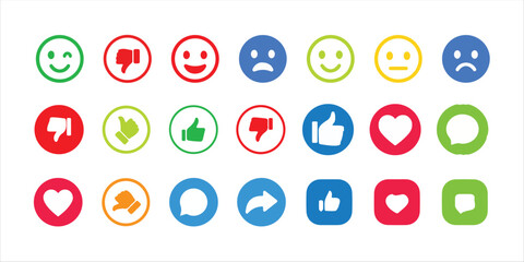 Like, Share, comment and love icon button, social media vector.love and heart icon , comment icon , repost and share icon button. vector illustration eps 10.
