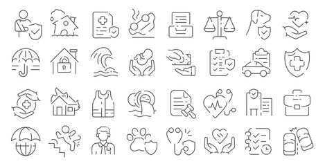 Insurance icon set protecting everything