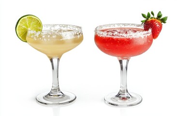 Fototapeta premium Two refreshing cocktails, one light, one red