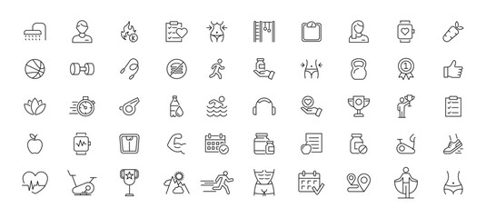 Array of fitness and wellness icons