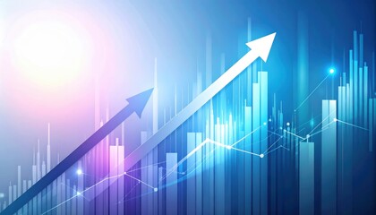 Rising Arrows and Bar Graph Representing Financial Growth