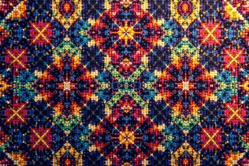 Geometric tapestry pattern, rich color palette , vector, mosaic
