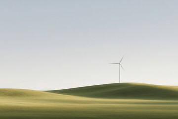 Fototapeta premium serene wind farm in usa casting long shadows during sunset