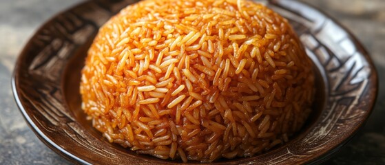 Close-up view of a delicious dish of cooked rice.