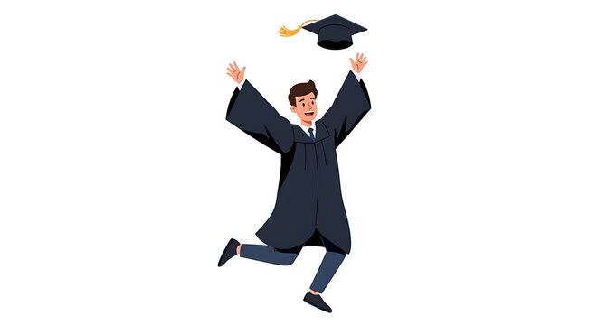 Graduate celebrating by throwing cap