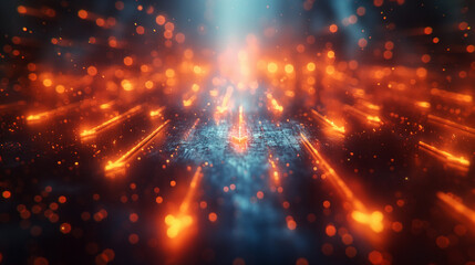 Futuristic Data Stream with Glowing Particles. Digital Light Trails and Technology Concept. Ideal for Tech Innovations and Virtual Reality Themes.