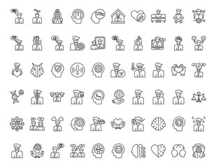 Mental wellness icons outline style