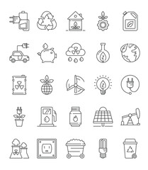 Ecology icon collage Green solutions explored