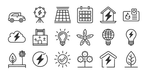 Renewable energy icons symbolizing green initiatives