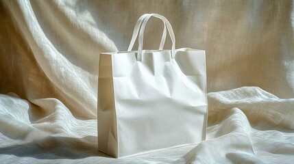 Simple cream-colored paper shopping bag