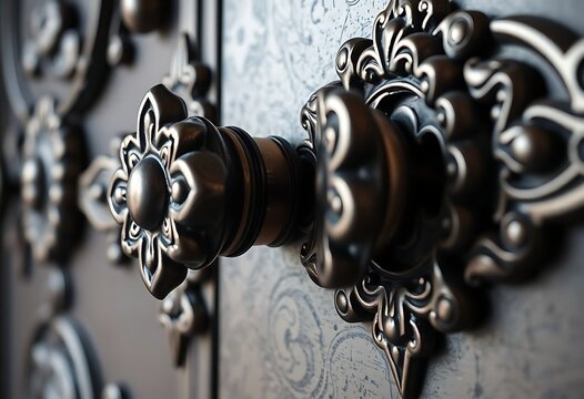 close up of a door handle on a door
