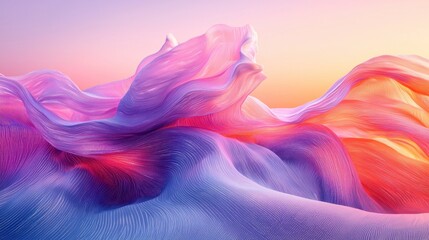 Abstract Colorful Waves in Soft Pastel Tones Over a Horizon