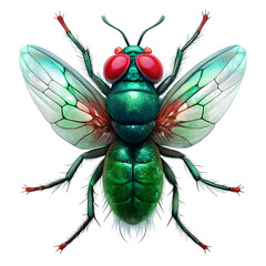 Fototapeta premium a green fly with a red face on a transparent background