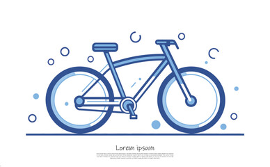 Fototapeta premium Bike with Blue Outline Isolated on White Background with Bubbles