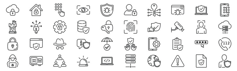 Cyber security icons illustrating digital protection