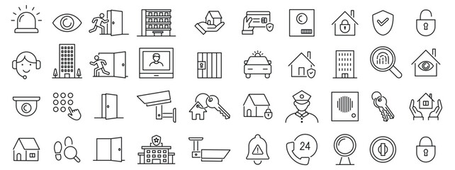 Security service icons depict property protection