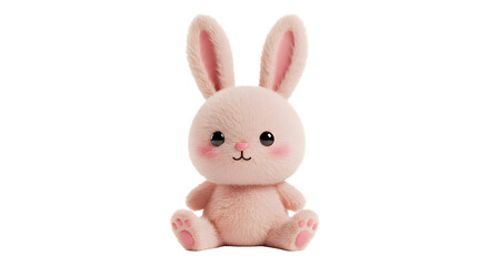 Pink stuffed rabbit toy isolated on transparent background