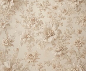 Fototapeta premium Intricate ecru floral wallpaper, soft neutrals , floral pattern, paper