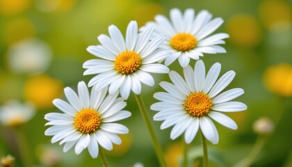 Blooming daisies in a vibrant garden nature photography close-up view bright and colorful environment