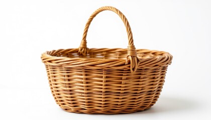 Handcrafted wicker basket display studio setting product photography natural light minimalist aesthetic