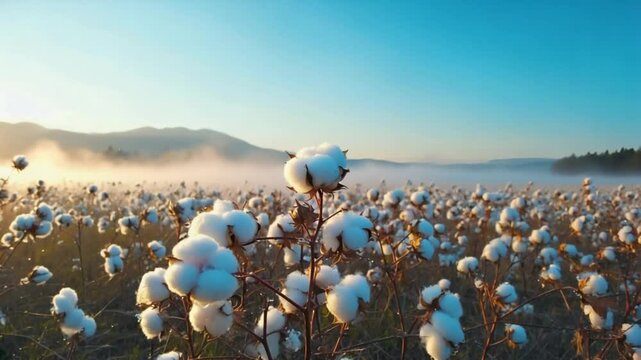 Cotton field sunrise landscape
