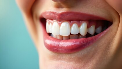 Fototapeta premium Close-up of gleaming, healthy teeth after cosmetic dentistry , health, oral