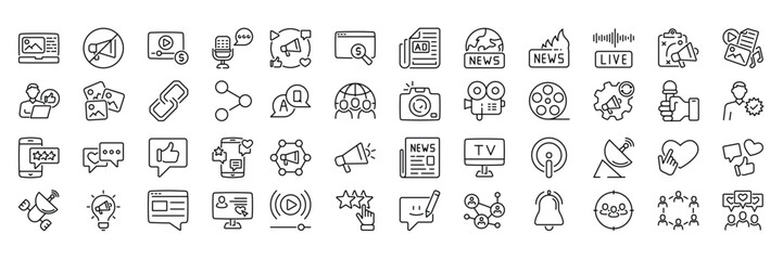 Diverse line art icons of social media