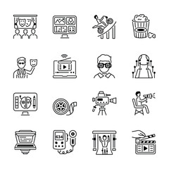 Film production icons showcase the arts