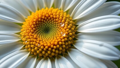 a close up of a single daisy with yellow petals and a large center of smaller yellow flowers, agains