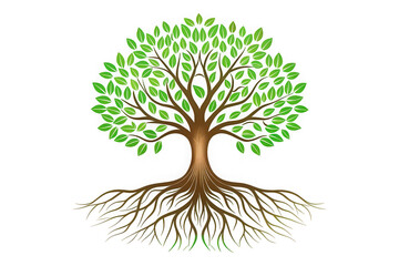 Botanical Roots Drawing on White Background